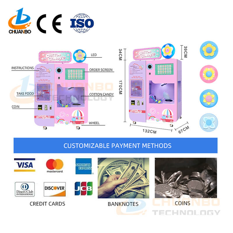 Fully Automatic Sugar Cotton Candy Vending Machine 328-